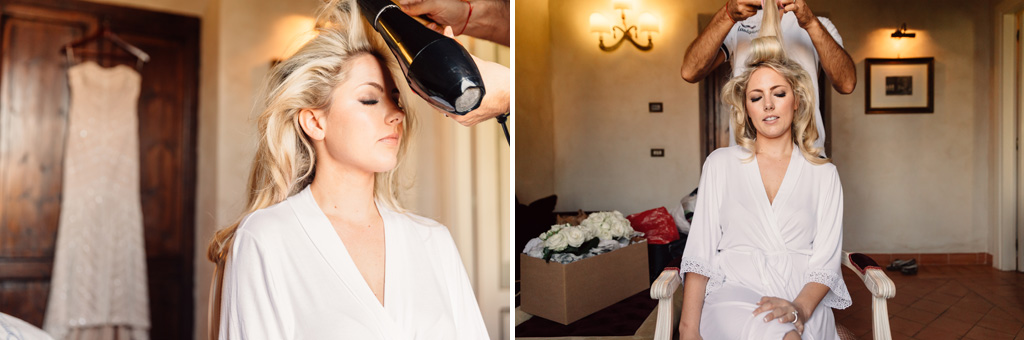 Fotografo Matrimonio Villa Del Cardinale Il parrucchiere acconcia Brittney