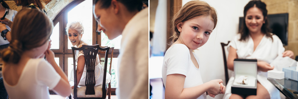 Fotografo Matrimonio Orvieto La sposa giosa con una bambina dallo sguardo angelico