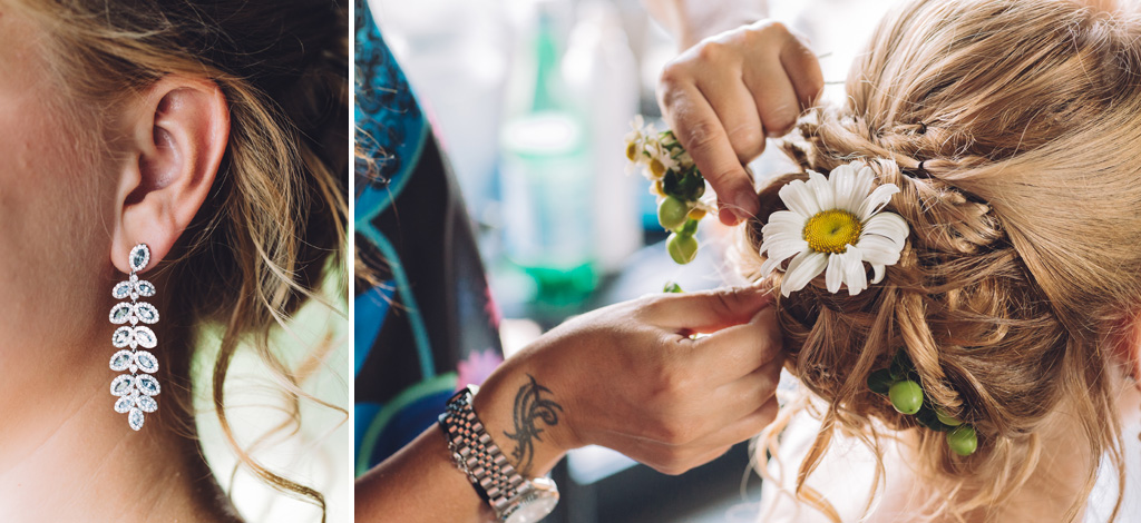 Fotografo Matrimonio Langhe I capelli della sposa sono adornati