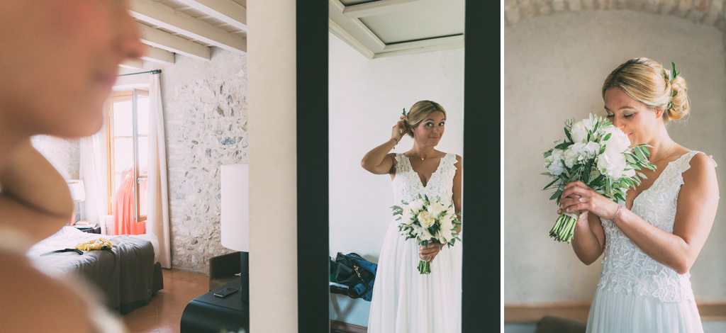Fotografo Matrimonio Lago di Garda La sposa si specchi in un gioco di rilessi ripreso da Alessandro Della Savia