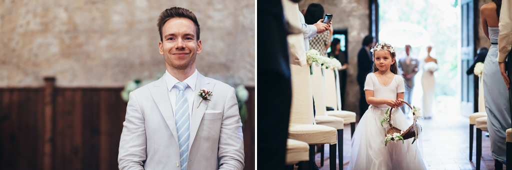 Fotografo Matrimonio Orvieto Lo sposo attende sorridente l'arrivo della sposa