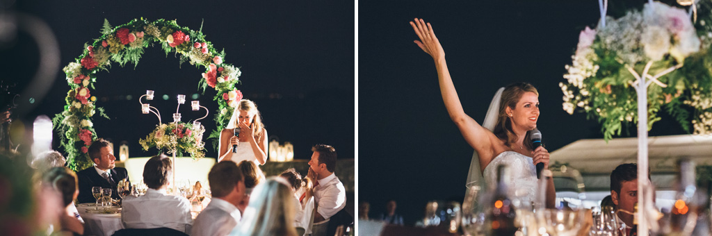 Fotografo Matrimonio Lago di Garda Kathrin prende parola durante il ricevimento