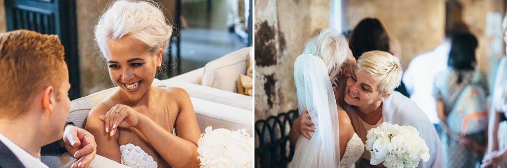 Fotografo Matrimonio Orvieto La sposa scherza con alcuni invitati