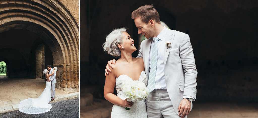 Fotografo Matrimonio Orvieto I due sposi si stringono teneramente per il fotografo Alessandro Della Savia