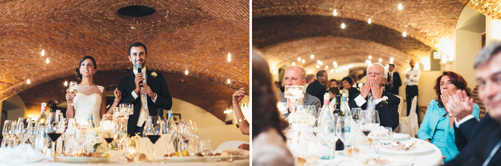 Fotografo Matrimonio Pavia Gli sposi, Federico e Silvia, enunciano un discorso a favore degli invitati