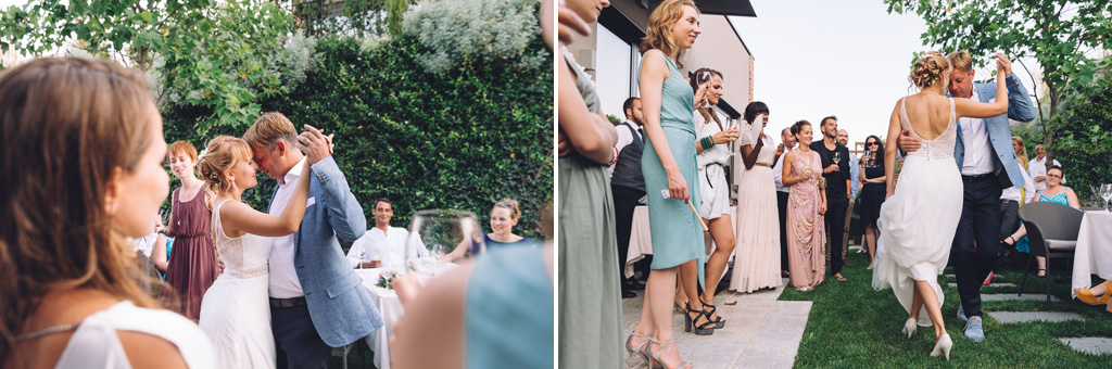 Fotografo Matrimonio Langhe Gli sposi intrattengono gli invitati con alcuni balli