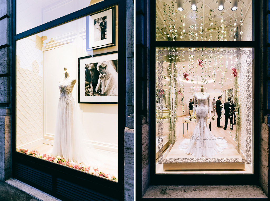 Inaugurazione Store Pronovias La vetrina della location che ospita l'evento di Provonias a Roma
