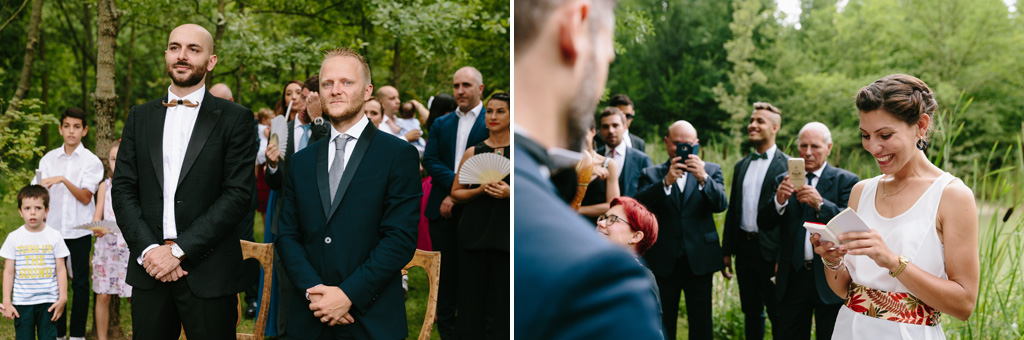 Fotografo Matrimonio Convento Dell'Annunciata Medole I testimoni della sposa assistono alla cerimonia e un'invitata legge un discorso