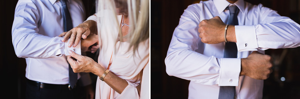 Wedding Photographer Como Lake Lo sposo mostra i gemelli sui polsini della camicia