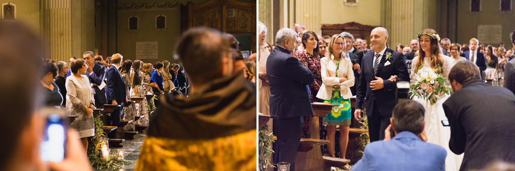 Wedding Photographer Como Lake La sposa si avvicina all'altare con il padre