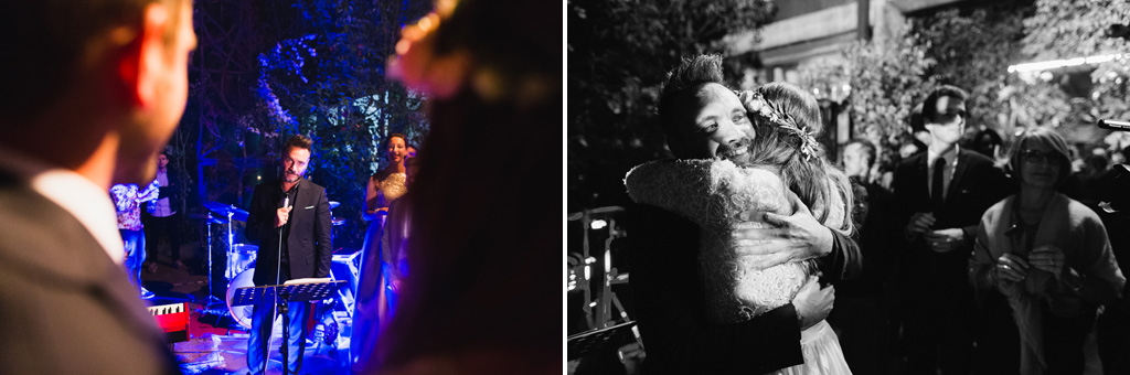 Wedding Photographer Como Lake Nek parla agli sposi e abbraccia la sposa dopo aver cantato per loro