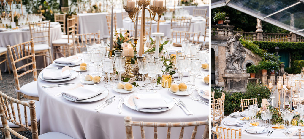 Wedding Photographer Como Lake Villa Pizzo Villa d'Este tavoli elegantemente apparecchiati per il matrimonio di tom e indigo a villa pizzo sul lago di como