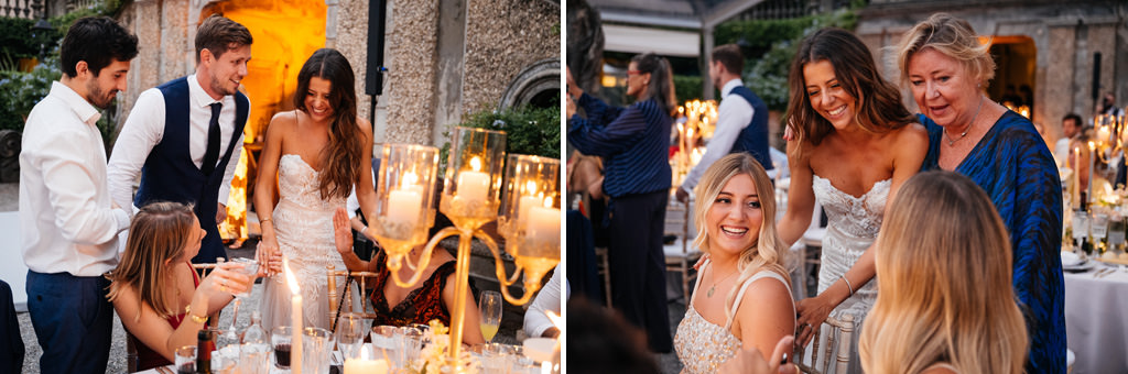 Wedding Photographer Como Lake Villa Pizzo Villa d'Este sposi parlano con invitati matrimonio tom e indigo villa pizzo lago di como