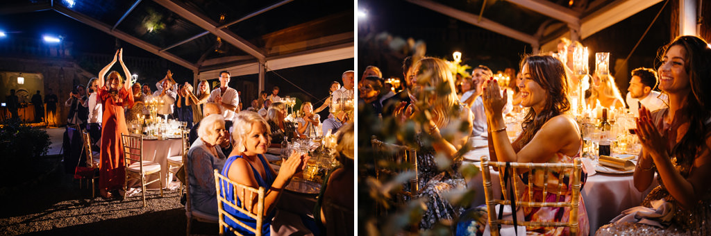 Wedding Photographer Como Lake Villa Pizzo Villa d'Este gli invitati applaudono al matrimonio di tom e indigo a villo pizzo sul lago di como