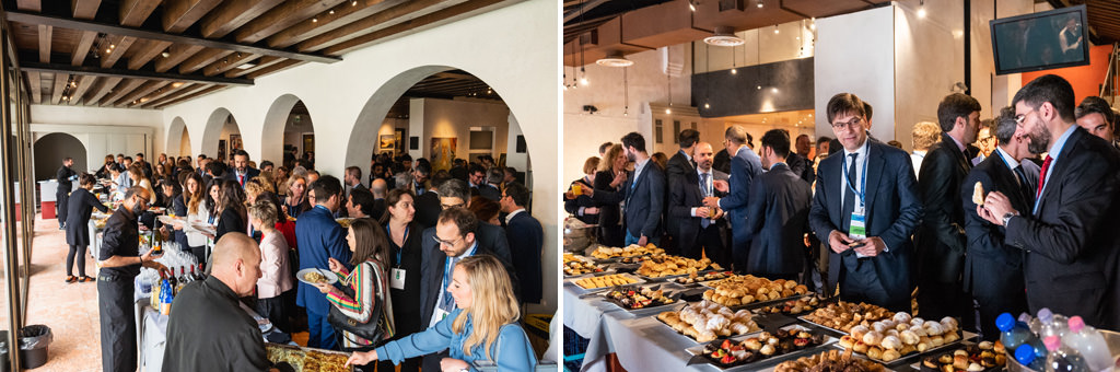 Fotografo Congresso Antitrust Treviso Casa Dei Carraresi Gli invitati si ristorano dopo il convegno presso la Casa dei Casaresi