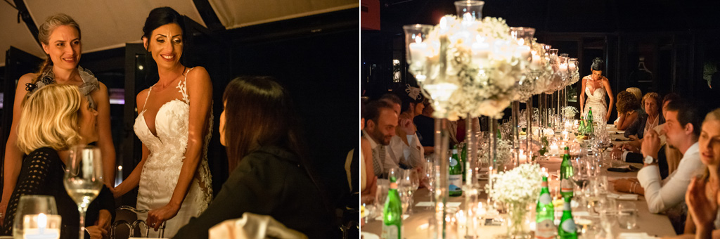 Fotografo Matrimonio Lago di Como Casta Diva Mandarin La sposa parla con gli invitati nella sala del ricevimento