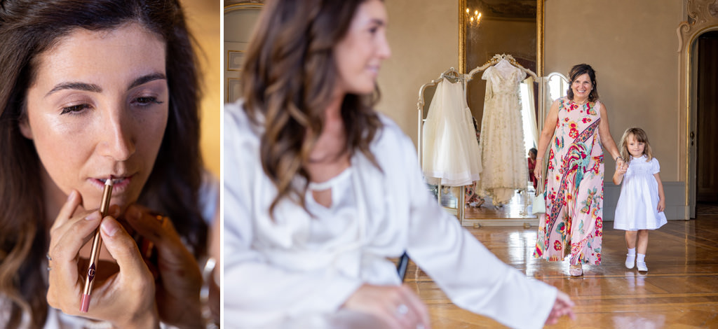 Una sposa che si prepara a Villa Erba