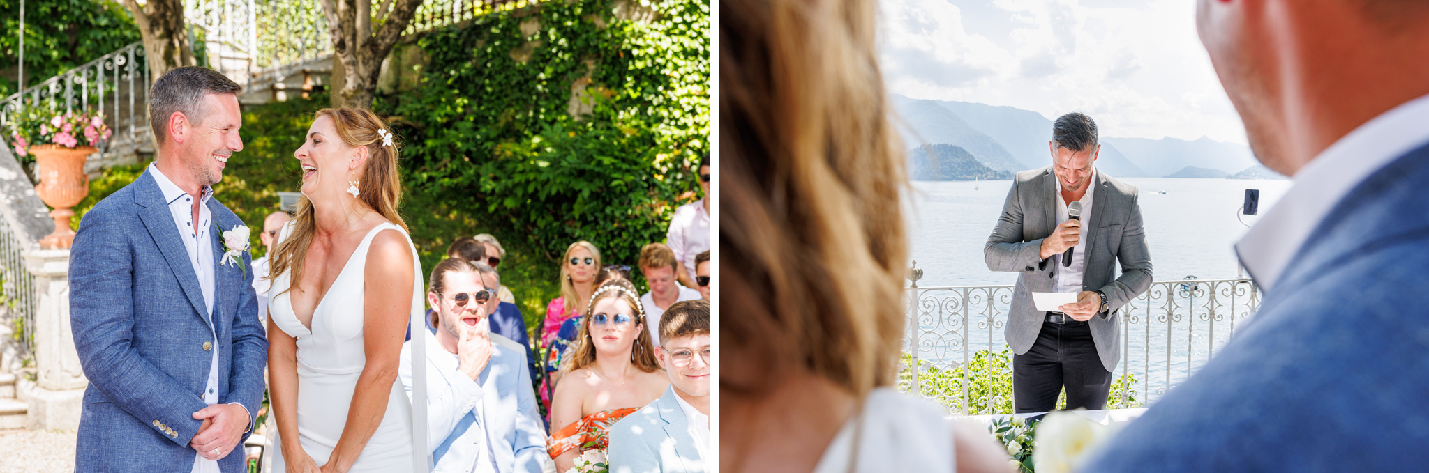 Destination Wedding Photographer Como Lake Scene della cerimonia del matrimonio sul lago di Como