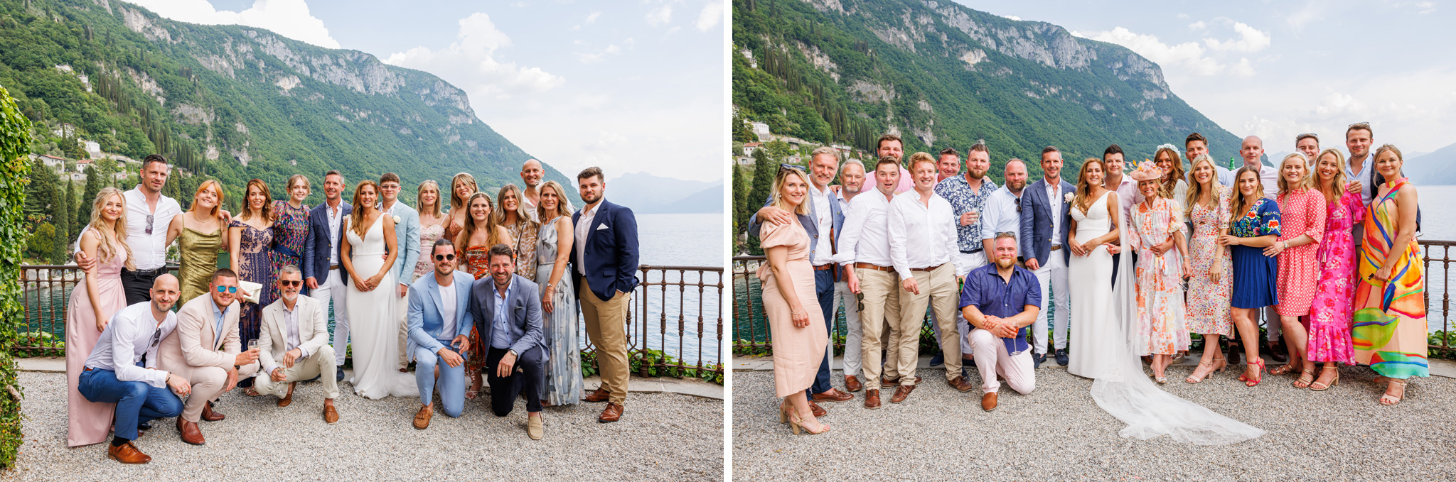Destination Wedding Photographer Como Lake Gli invitati insieme agli sposi al loro matrimonio
