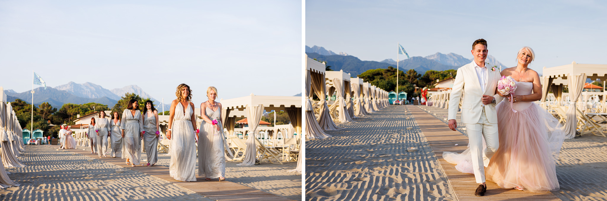Destination Wedding Tuscany Una sposa insieme al suo accompagnatore e le damigelle il giorno del suo matrimonio