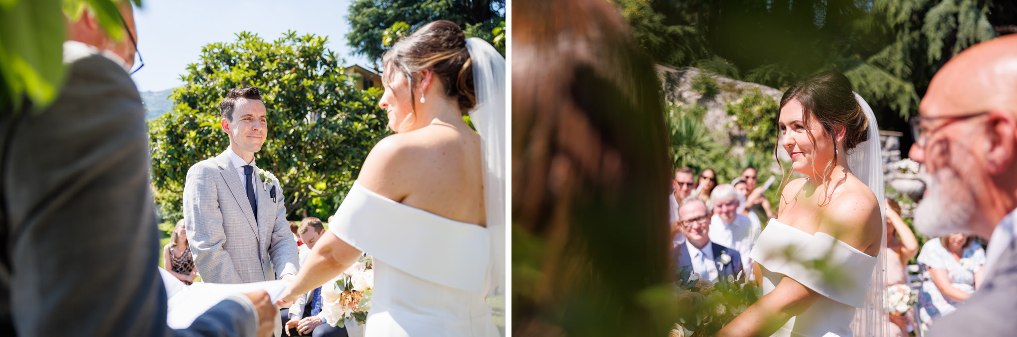 Destination Wedding Photographer Como Uno sposo e una sposa che si guardano al loro matrimonio