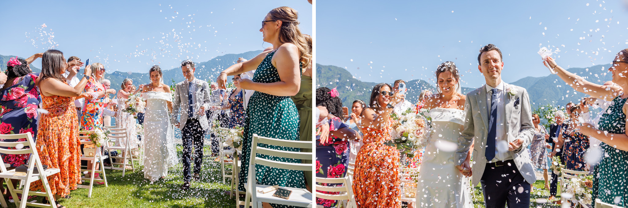 Destination Wedding Photographer Como Gli sposi che camminano sulla navata del loro matrimonio
