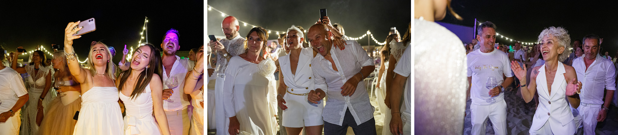 Destination Wedding Tuscany Invitati che si divertono ad un matrimonio sulla spiaggia