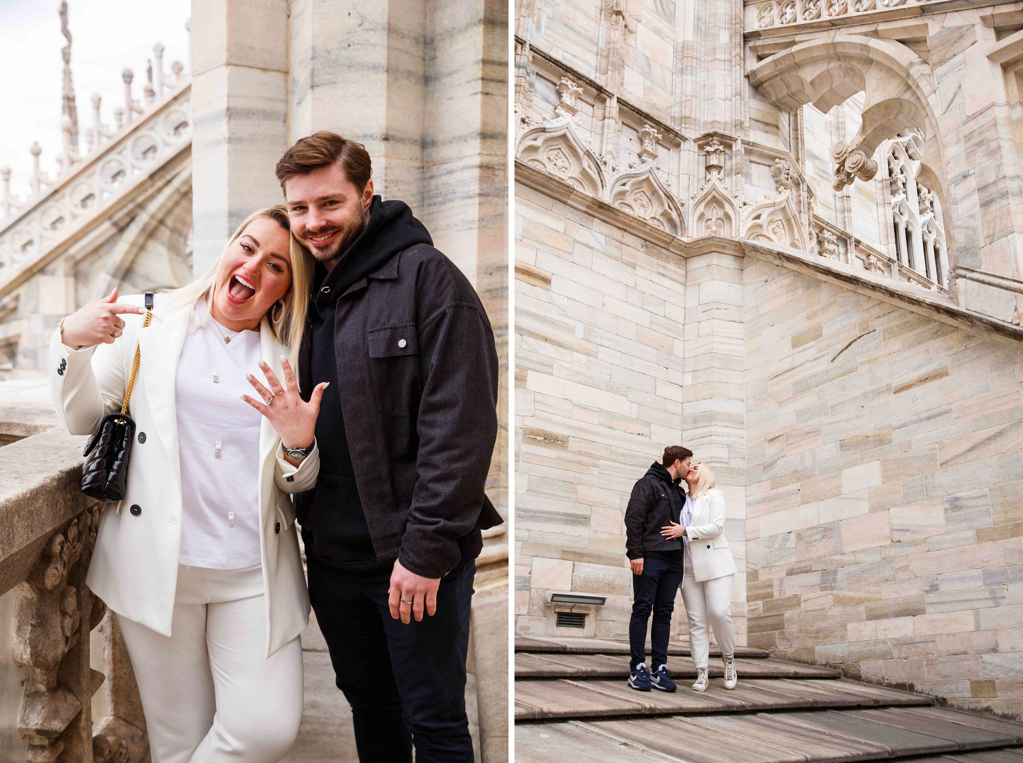 Fotografo WP Ben&Daniela Ritratto di Coppia felice sopra al duomo di Milano