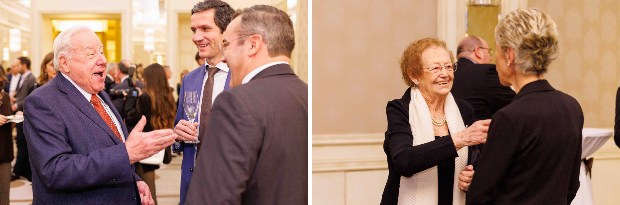 Foto evento business upiveb Colleghi che ridono e bevono all'evento UPIVEB all'hotel principe di savoia a Milano