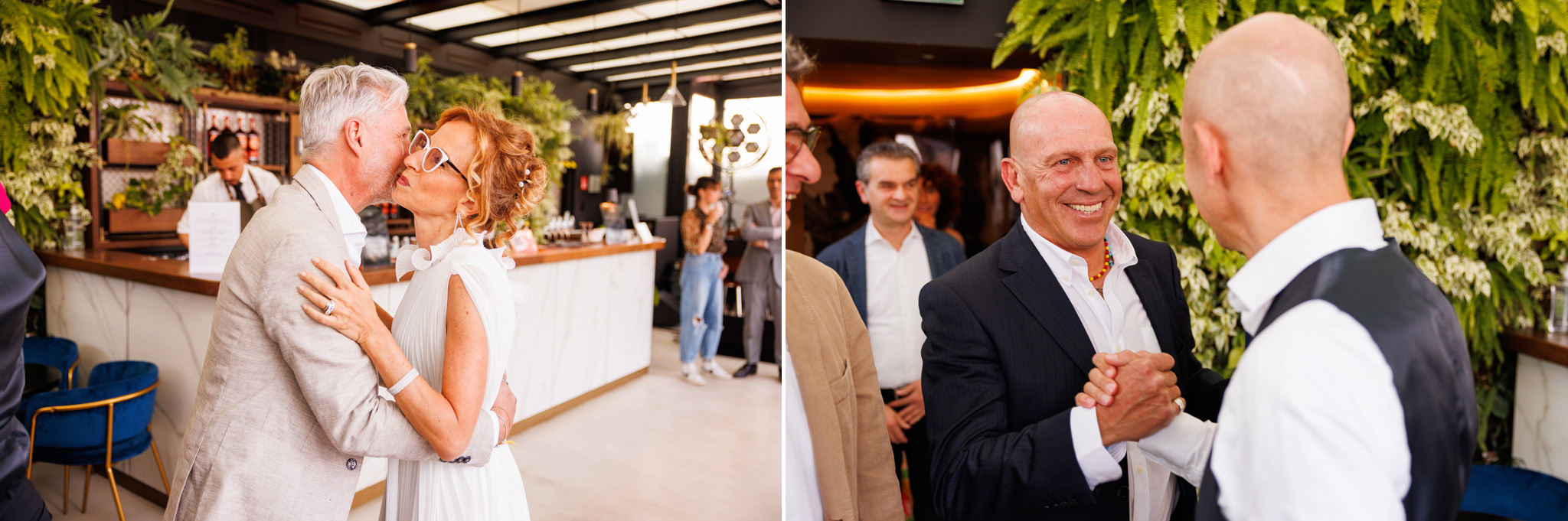 005-reportage-evento-anniversario-milano i protagonisti della serata Marco e Cristina che salutano gli invitati
